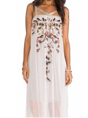 twelfth street by cynthia vincent silk maxi dress TWELFTH STREET BY CYNTHIA VINCENT Strapless Silk Printed Maxi Dress (SIZE M)